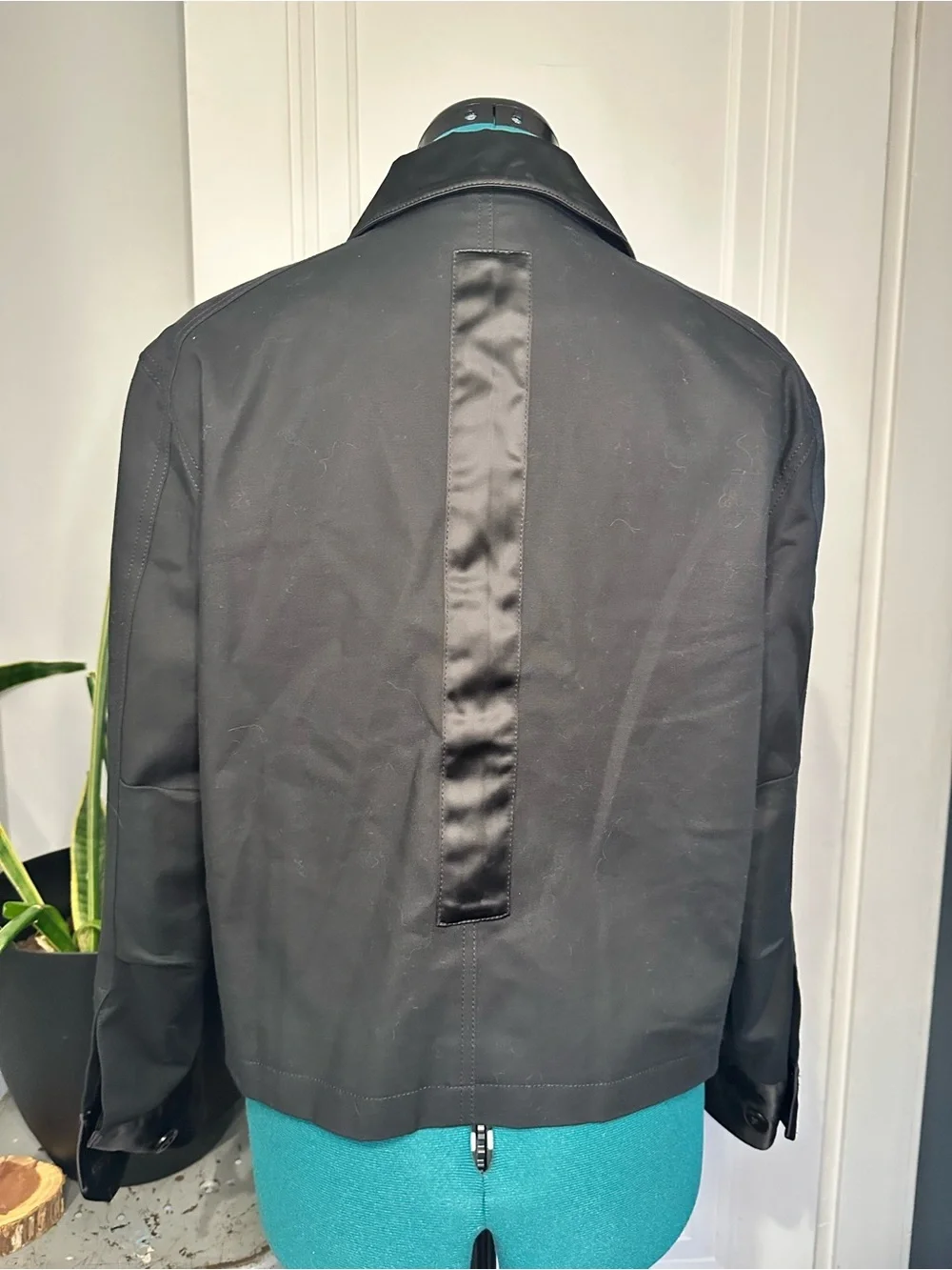 CAbi Black Utility Jacket with Satin Pocket Accents